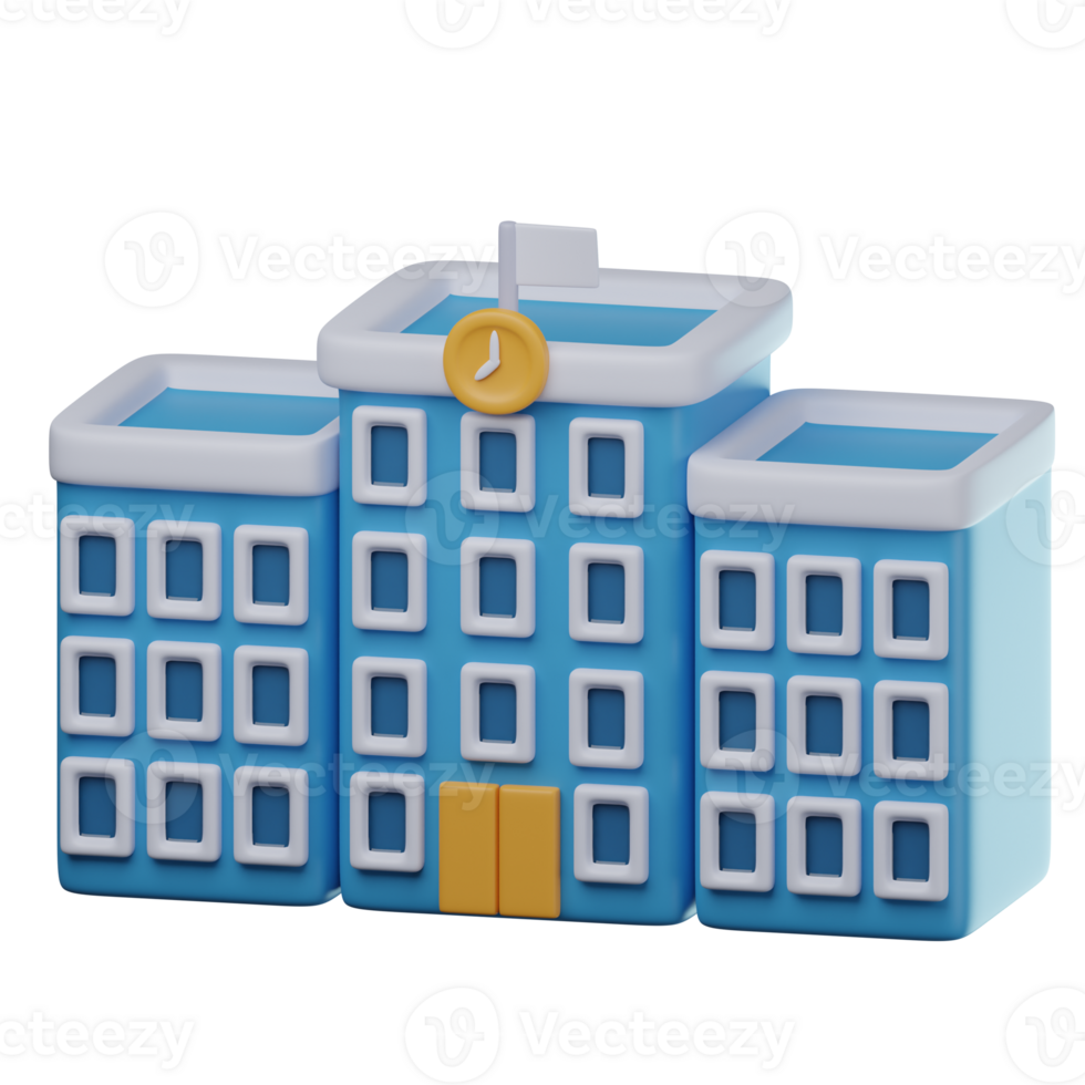 3D School Building Transparent Icon Illustration png