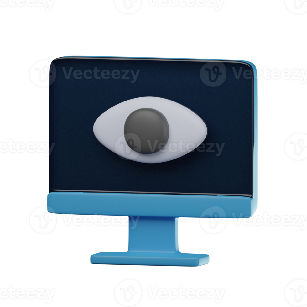 3D Screen Monitoring Transparent Icon Illustration png