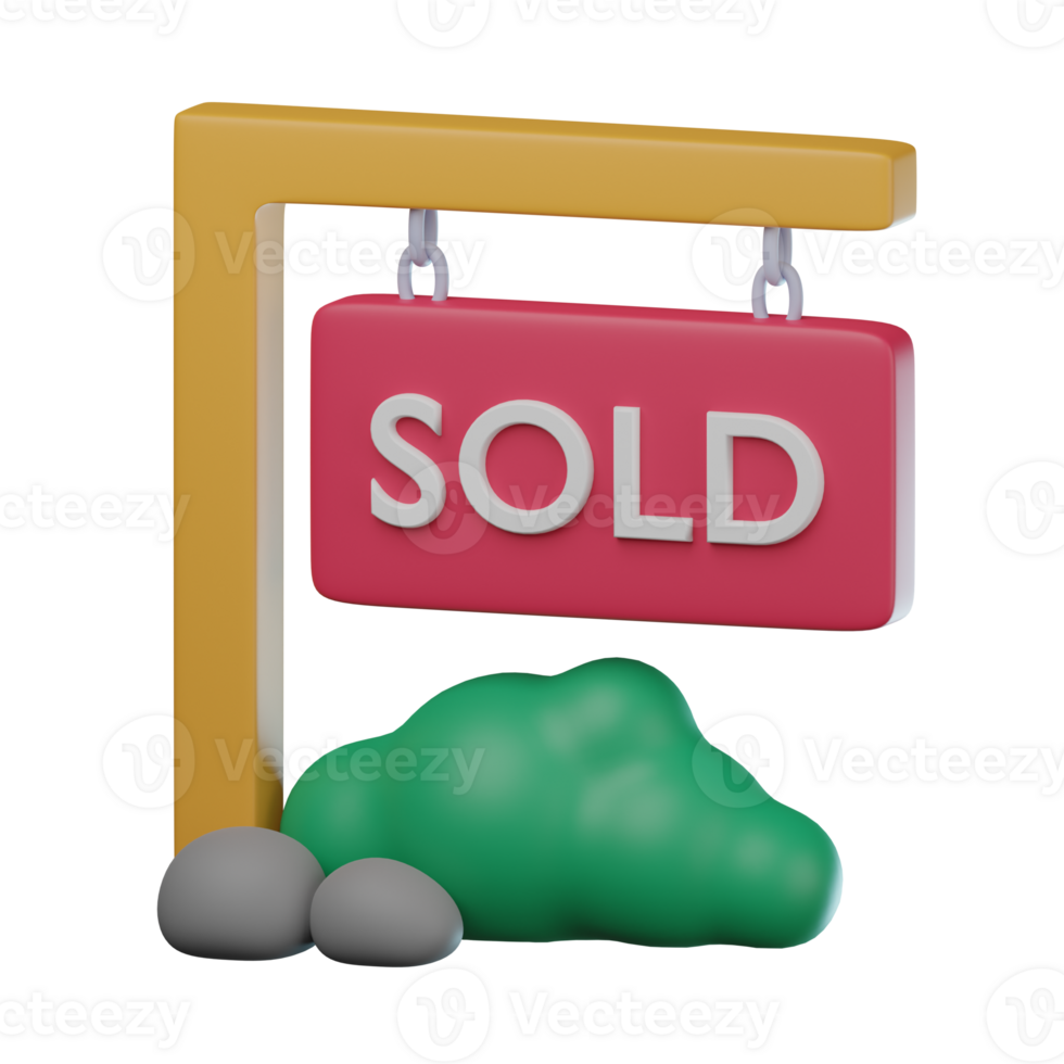 3D Sold Sign Transparent Icon Illustration png