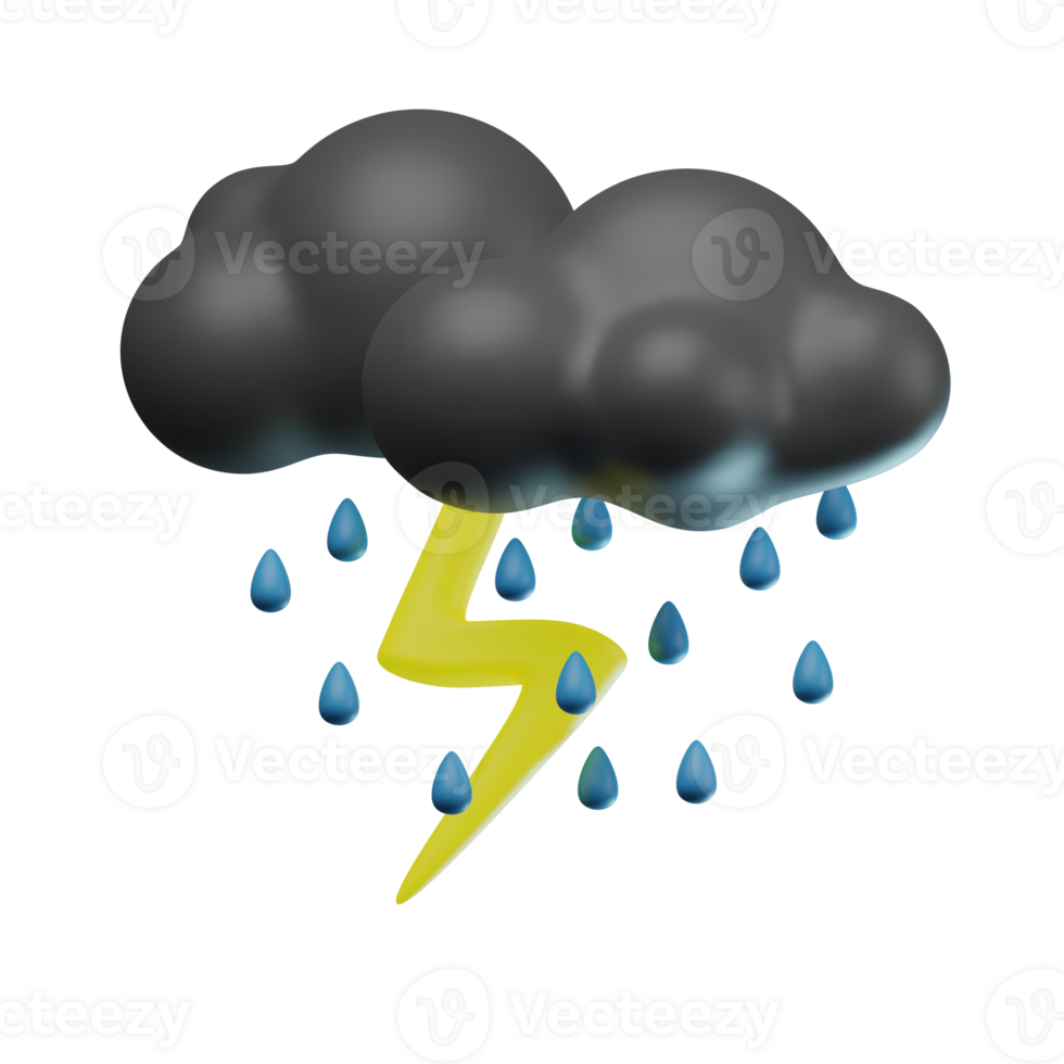 3D Thundery Rain Transparent Icon Illustration png