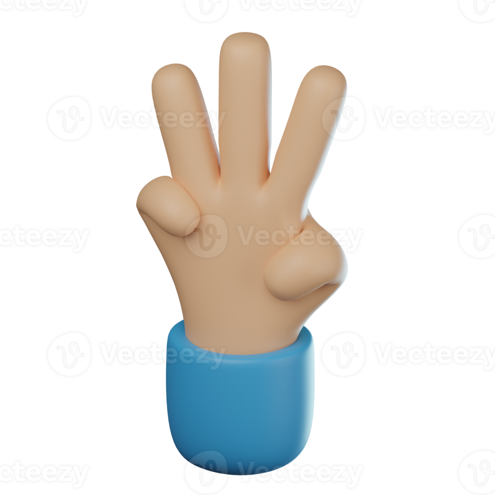 3D Two Fingers Hand Gesture Transparent Icon Illustration png