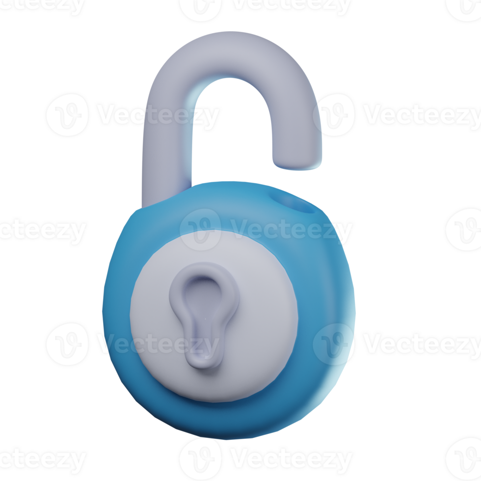 3D Unlocked Transparent Icon Illustration png