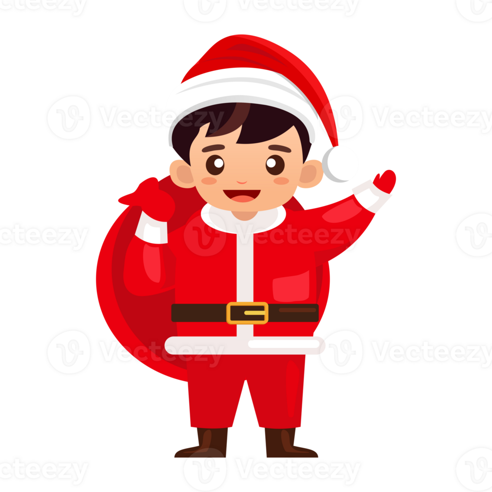 Cartoon little boy wear santa costume merry christmas png