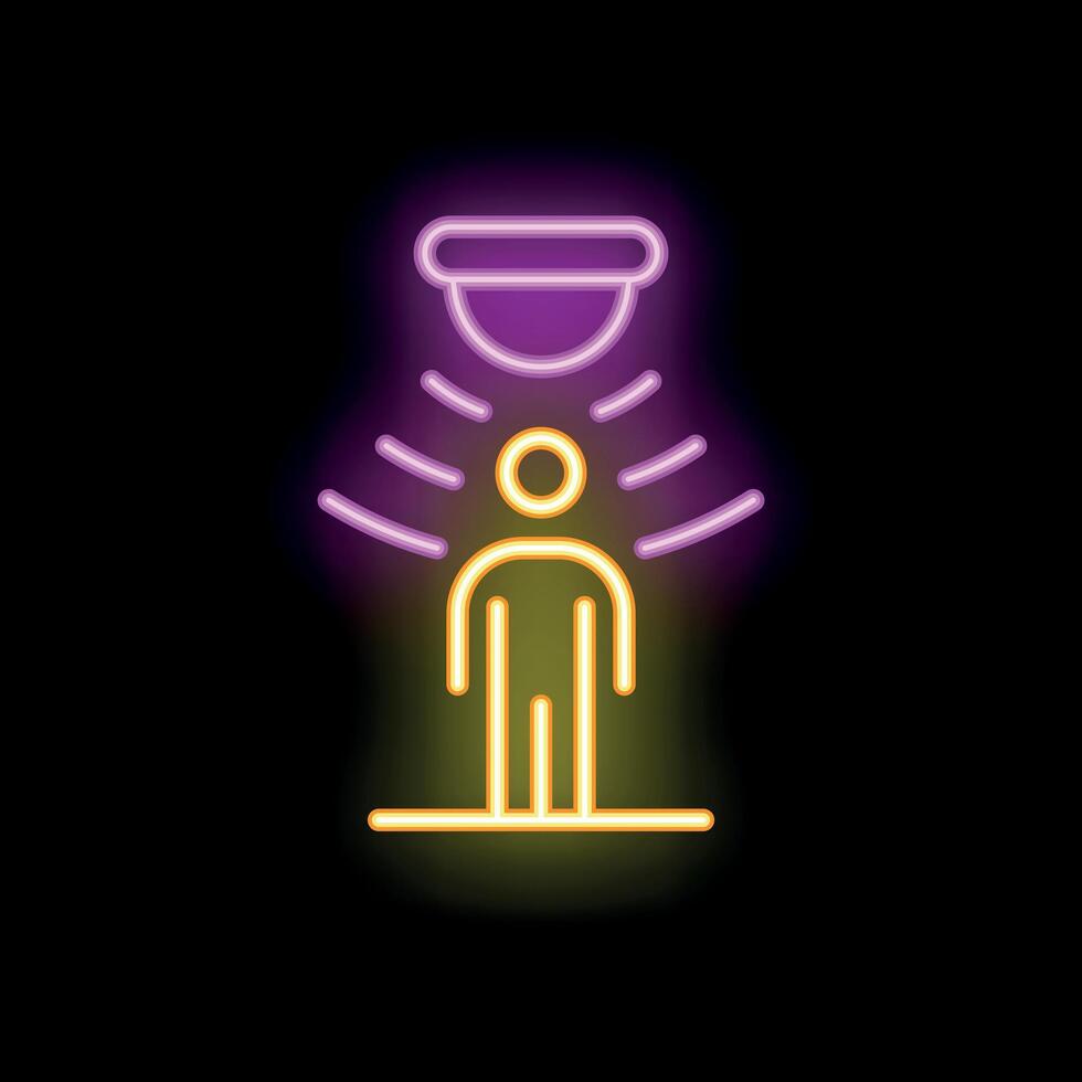 Motion sensor detecting human presence neon sign vector