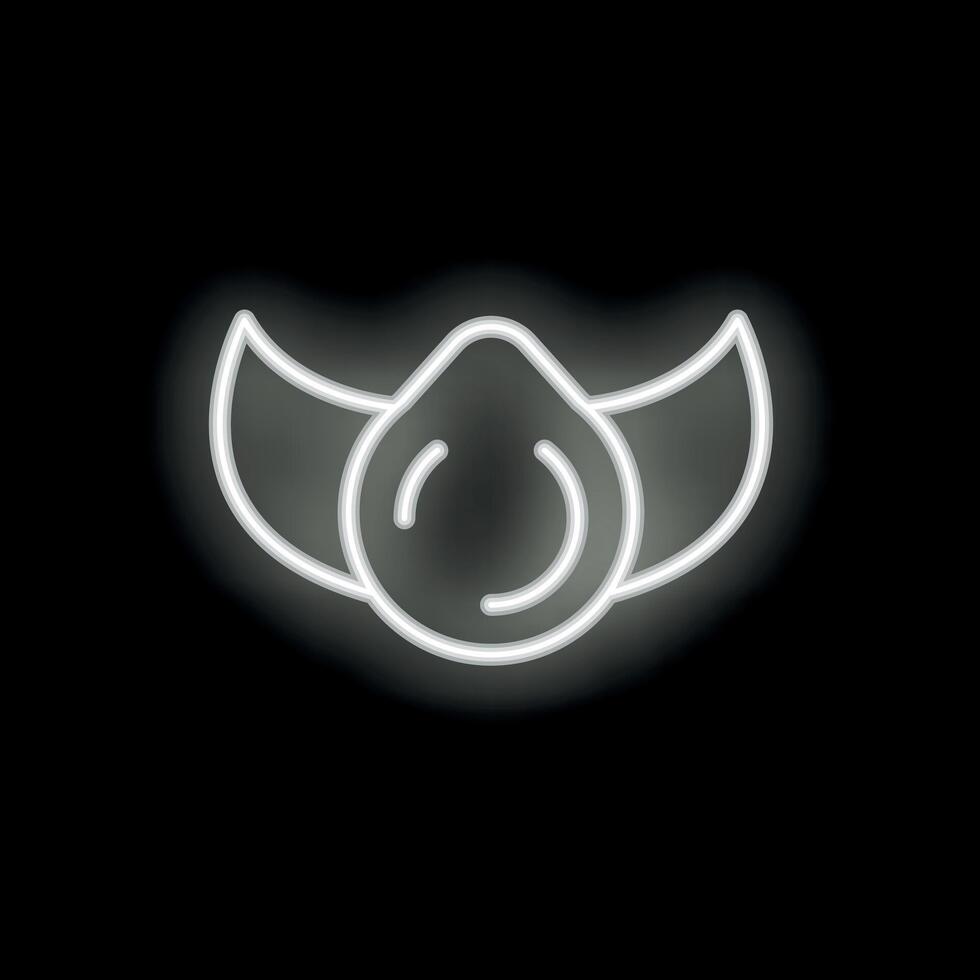 Neon icon of avocado with wings on black background vector
