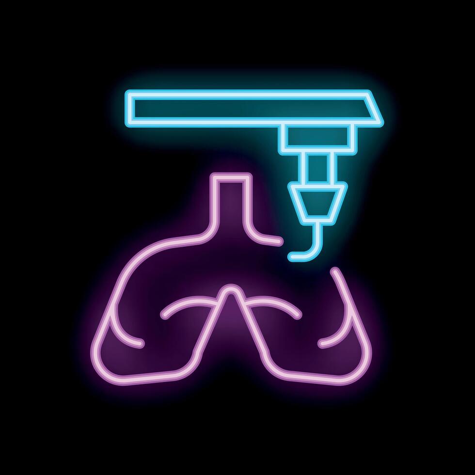 Neon icon of 3d bioprinting human lungs for transplant vector