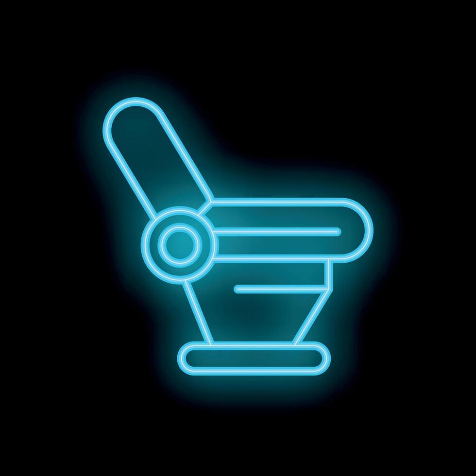 Neon icon of baby cradle glowing blue on black background vector