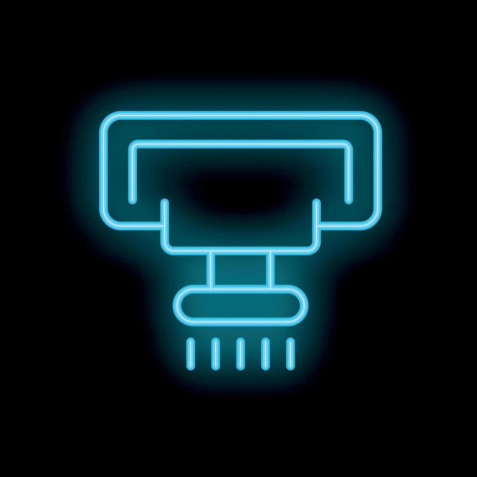 Blue neon icon of a sprinkler system activating on black background vector