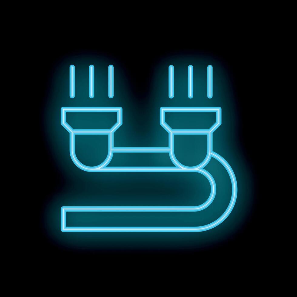 Neon icon of car headlights shining on a winding road vector