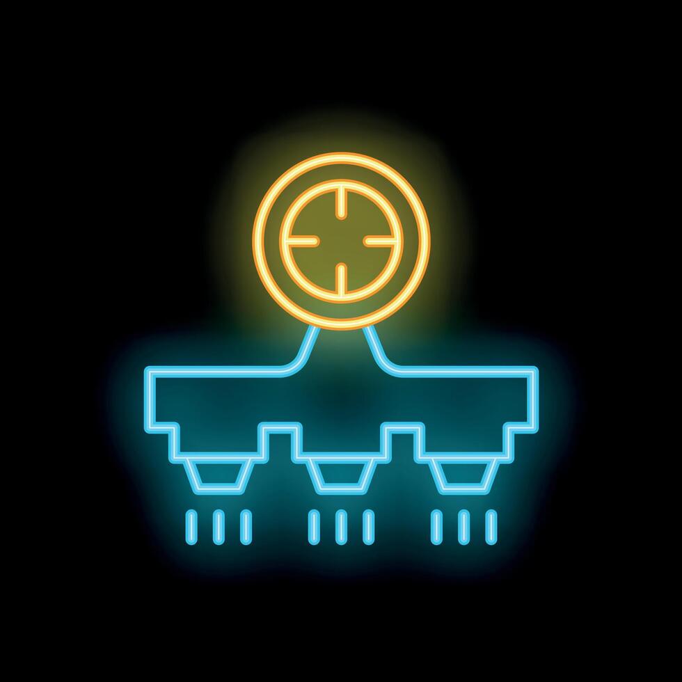 Neon sign of a drone spraying insecticide over a field vector