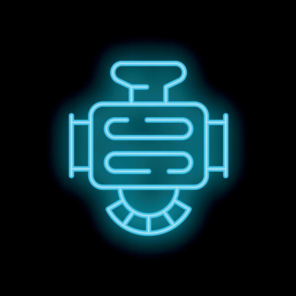 Neon icon of an electric motor shining on black background vector