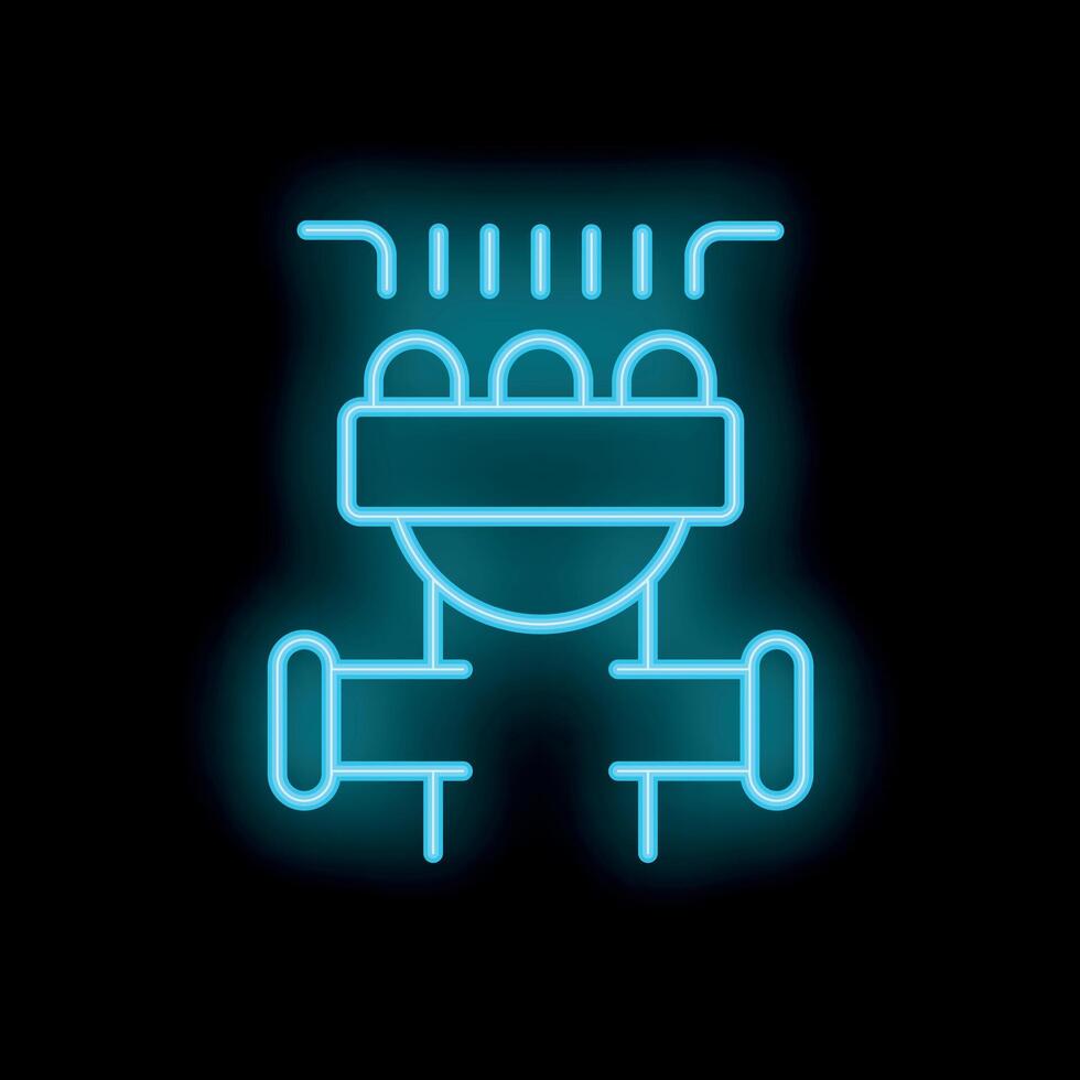 Neon blue sprinkler system icon illuminating the night vector