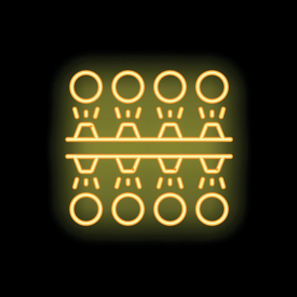 Neon egg carton glowing on black background vector