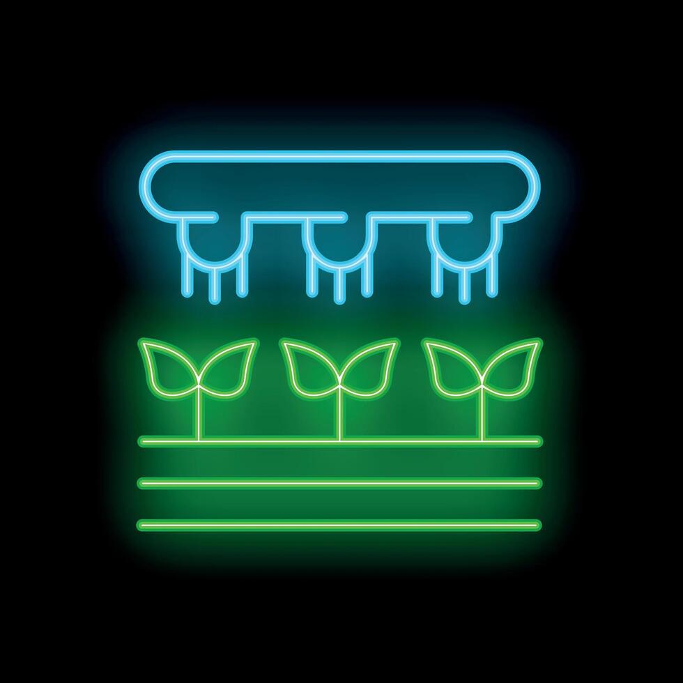 Neon style icon representing smart farming technology for agriculture vector