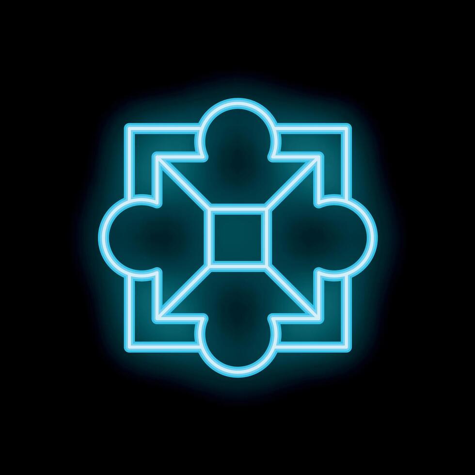 Blue neon geometrical shape shining in the dark vector