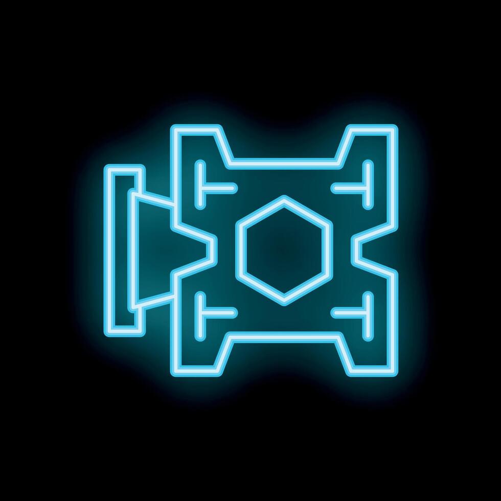 Neon engine icon glowing on dark background vector