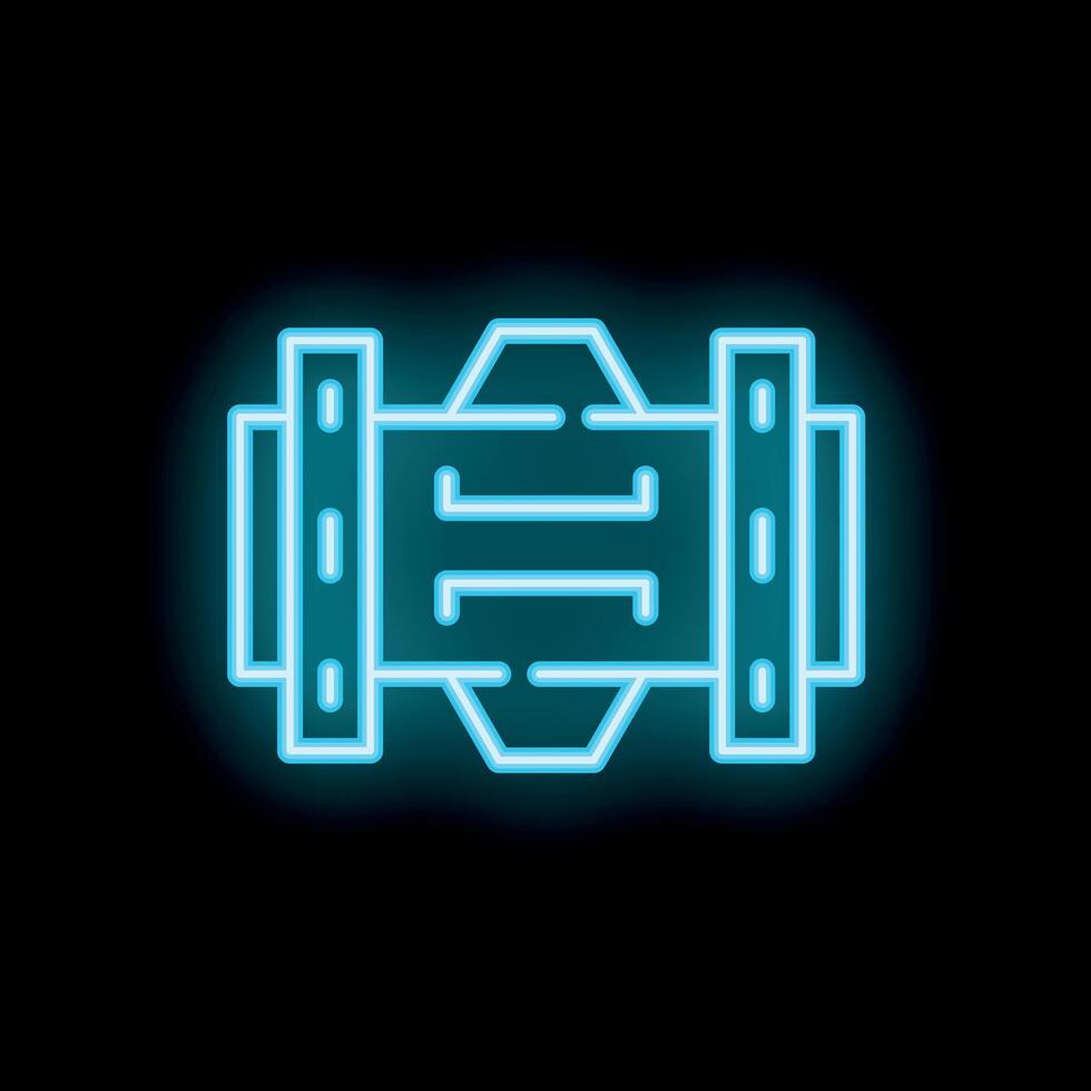 Neon pipeline glowing on black background with industrial equipment concept vector