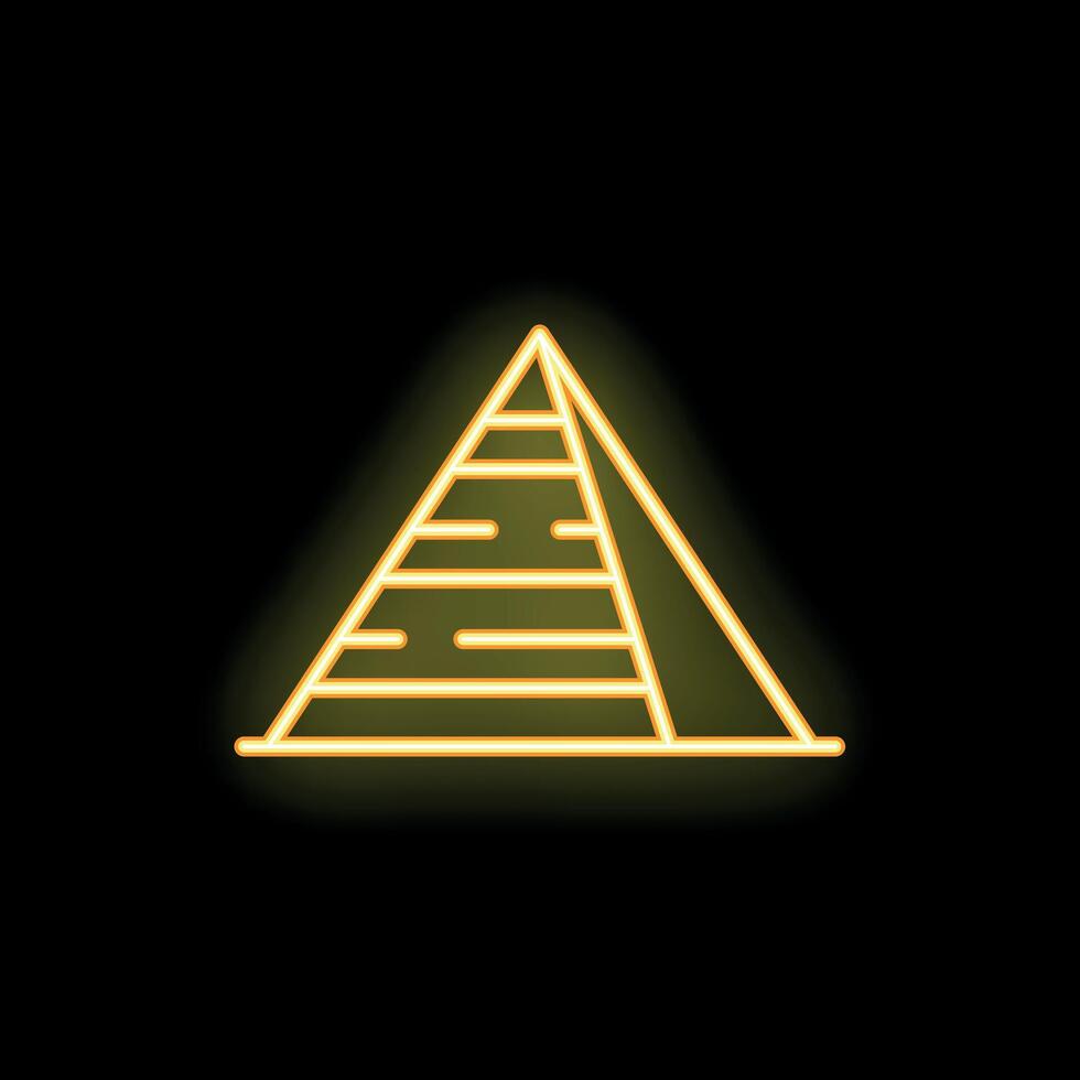 Glowing neon icon of egyptian pyramid on dark background vector