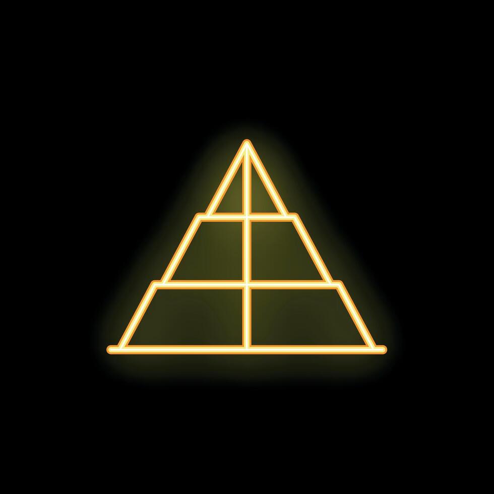 Neon pyramid glowing on dark background vector