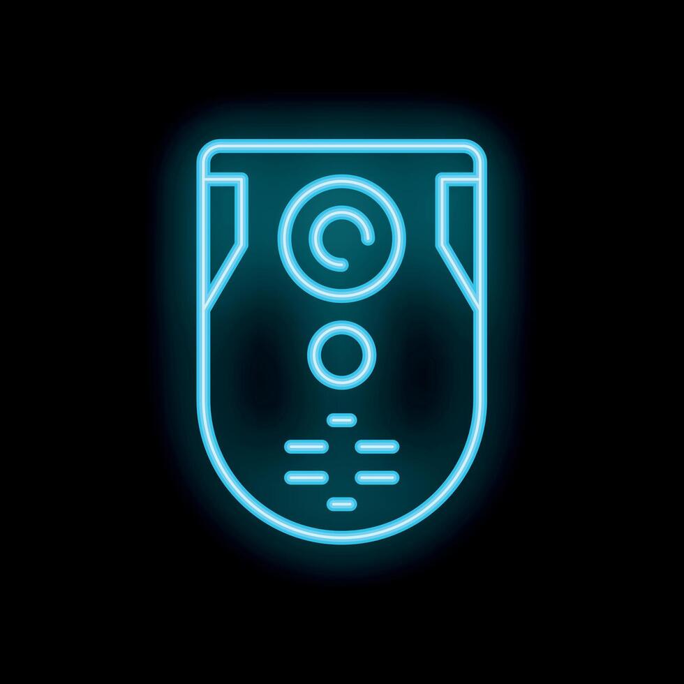 Neon icon of intercom system glowing on black background vector