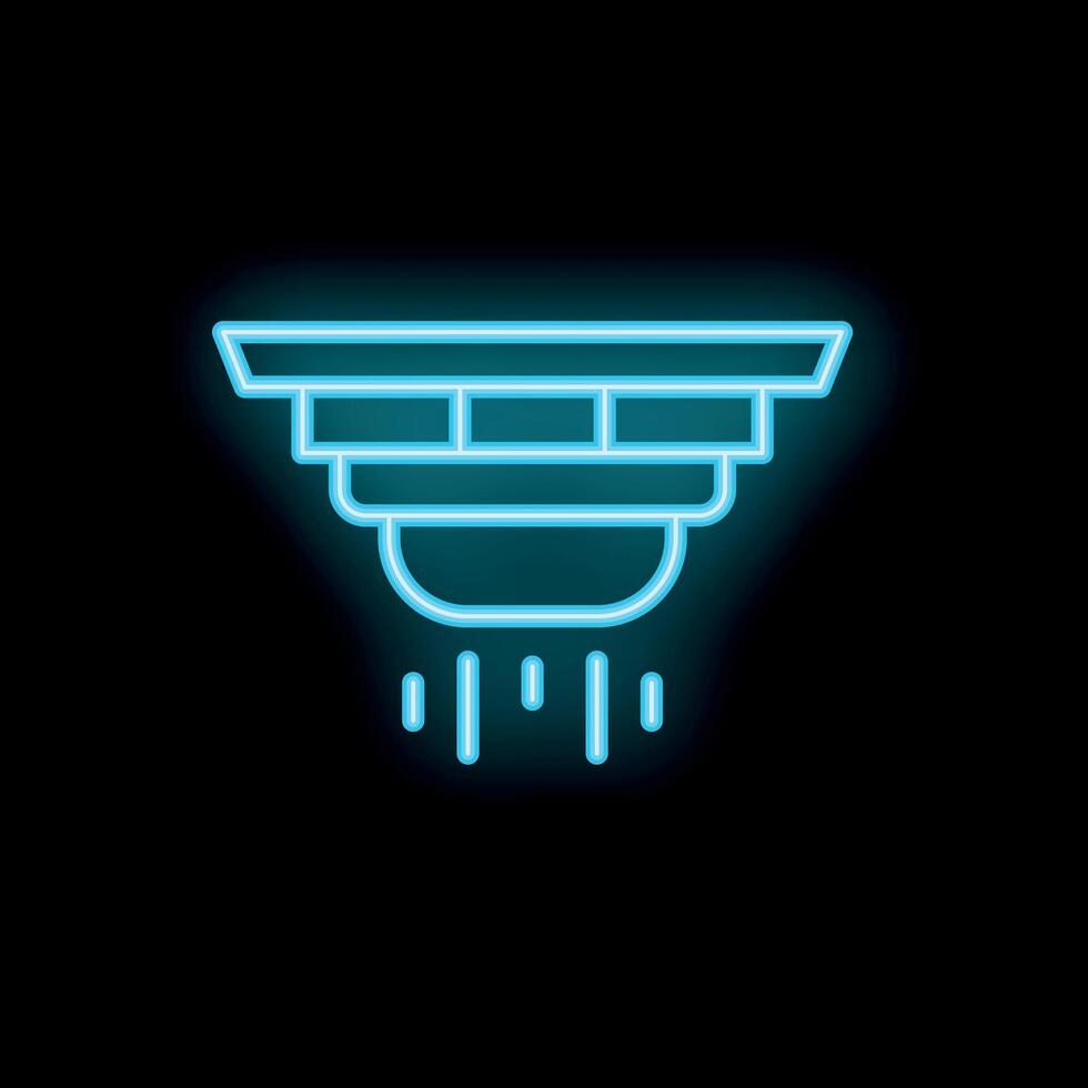 Neon smoke detector detecting smoke icon illustration vector
