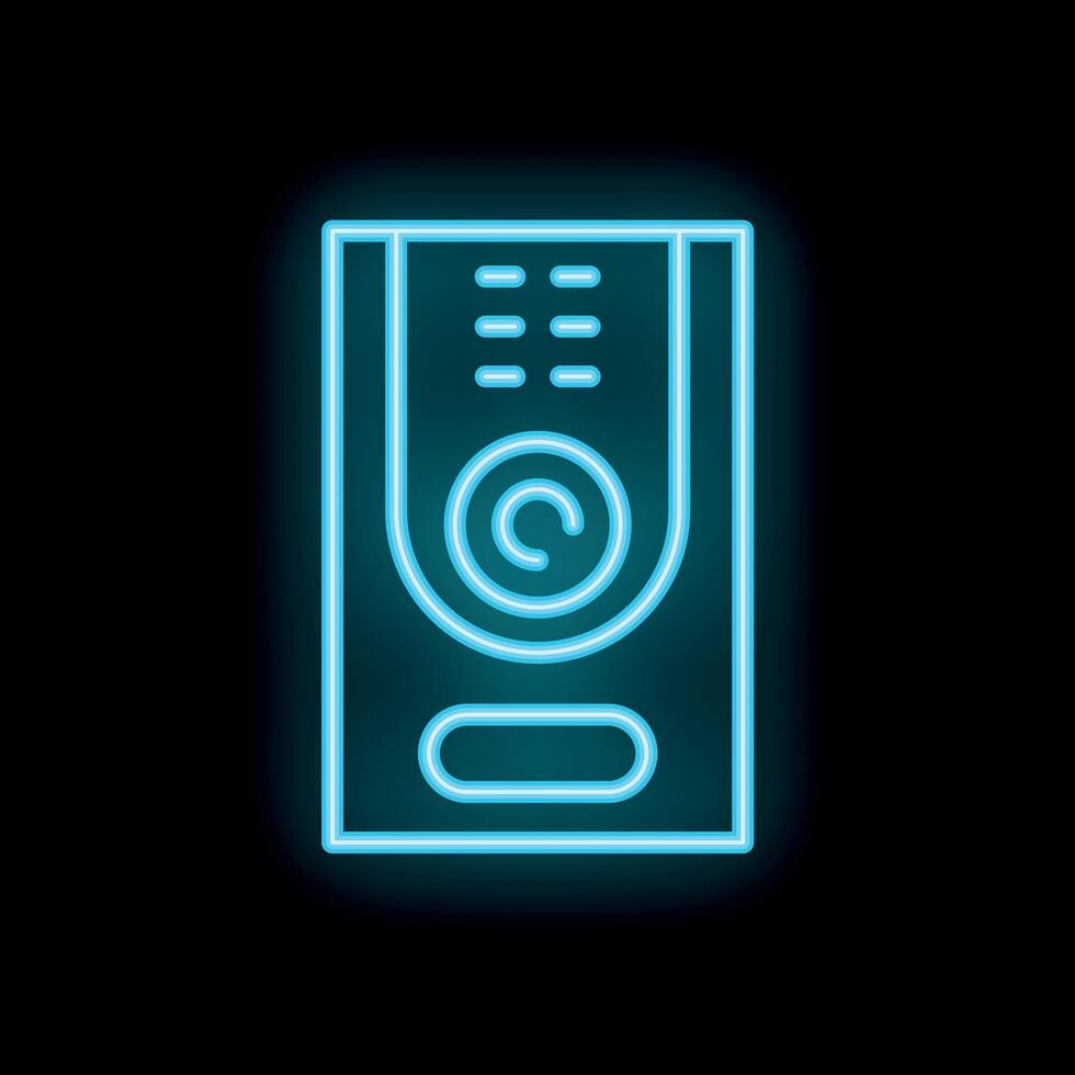 Neon intercom system glowing on black background vector