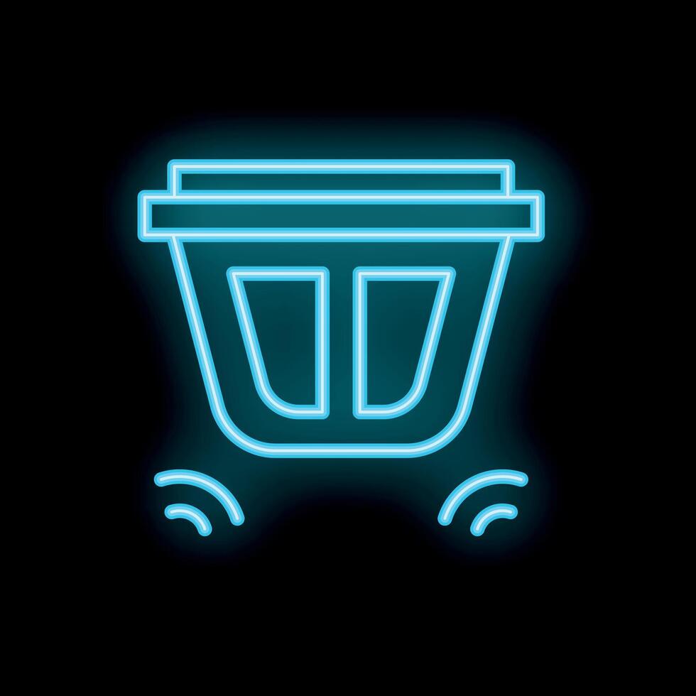 Neon icon of a smoke detector hanging on ceiling flashing and detecting smoke vector