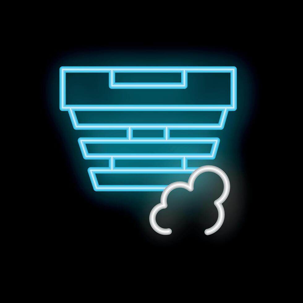Neon icon of extractor fan removing cloudy air vapor vector