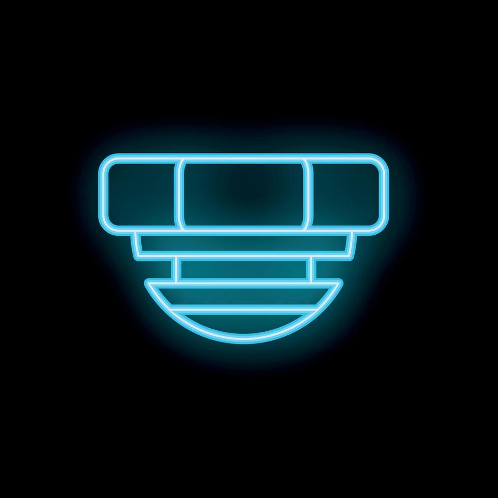 Neon smoke detector icon glowing on dark background vector