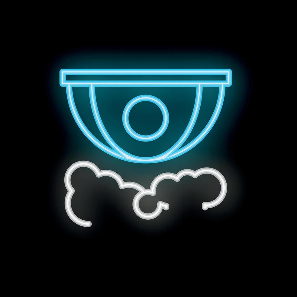 Neon icon of security camera recording in clouds vector