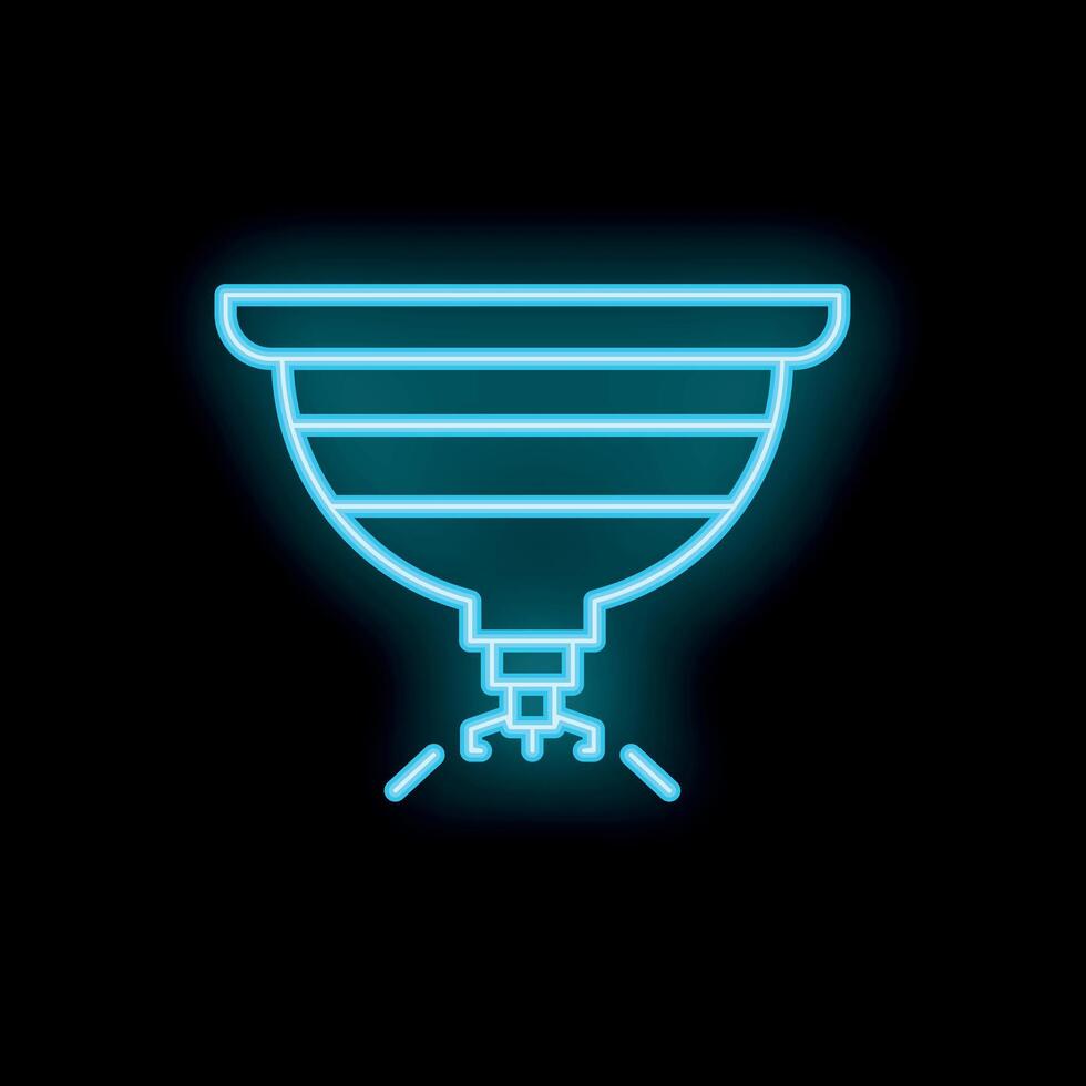 Neon fire sprinkler system icon glowing on dark background vector