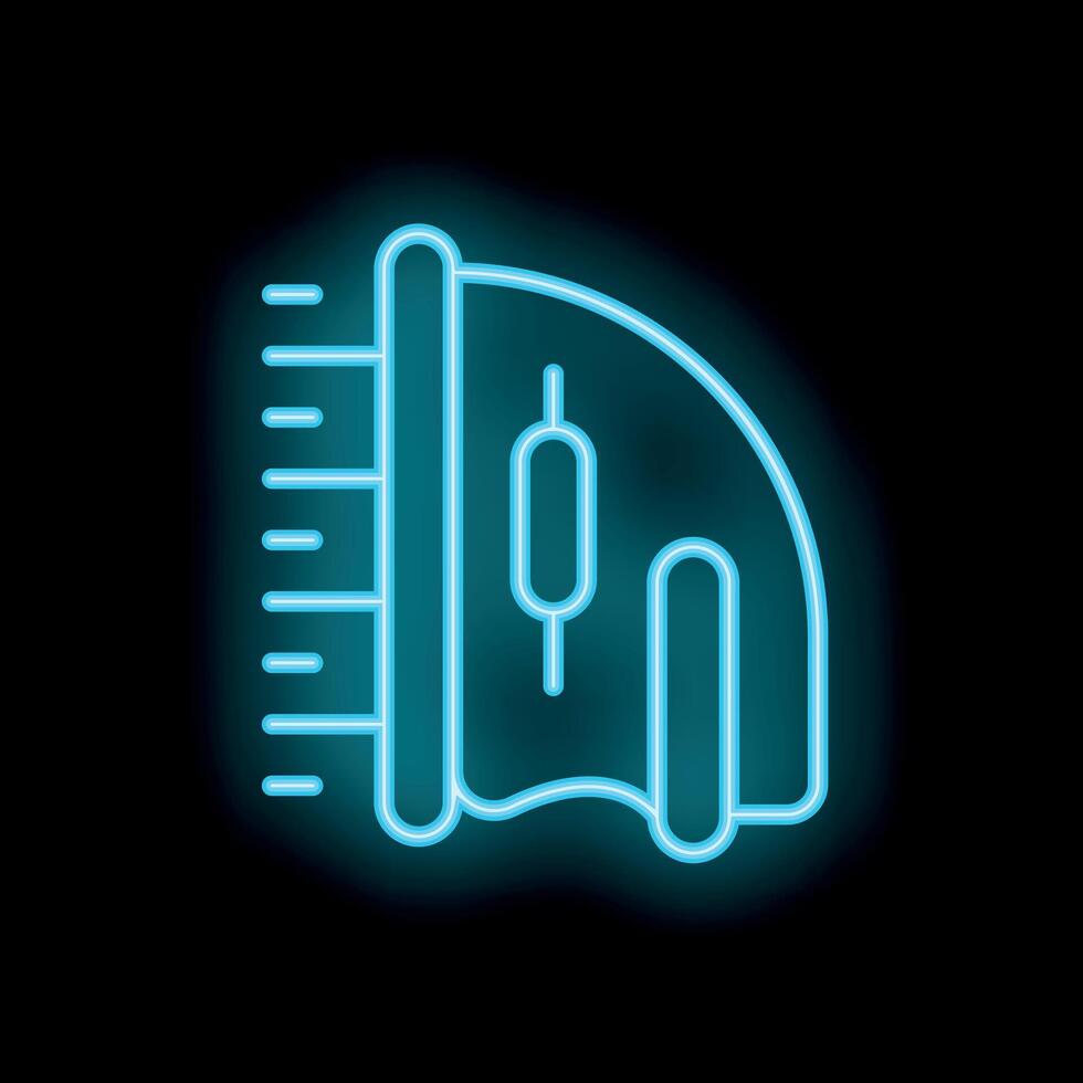 Neon sign showing server room containing server rack with candlestick chart displayed on screen vector