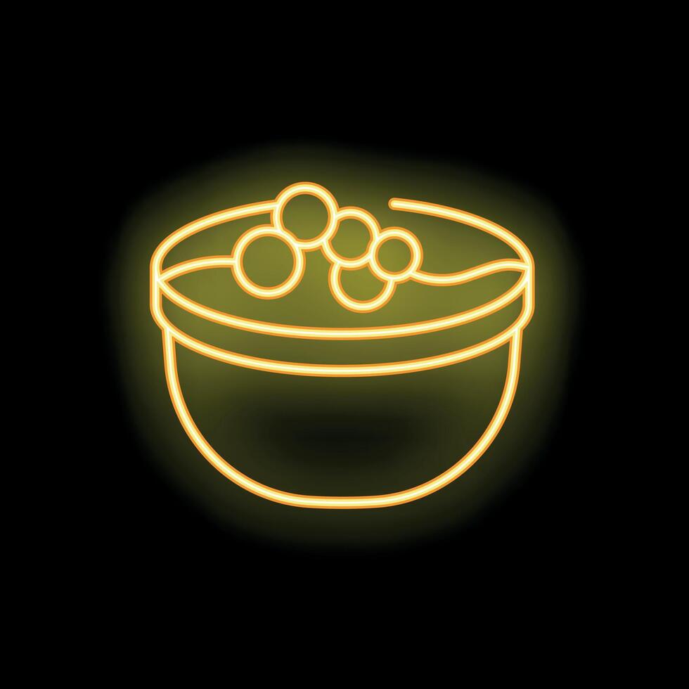 Neon sign showing bowl full of delicious food vector