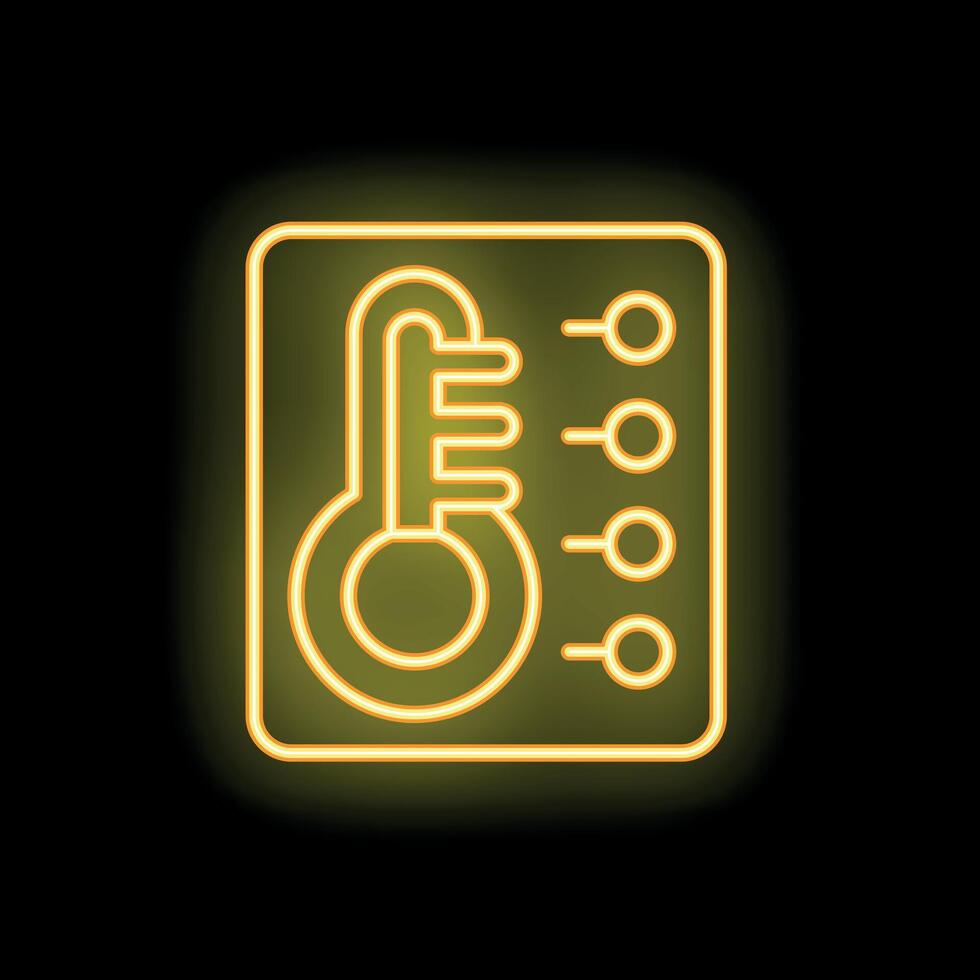 Neon icon of thermometer showing increasing temperature vector