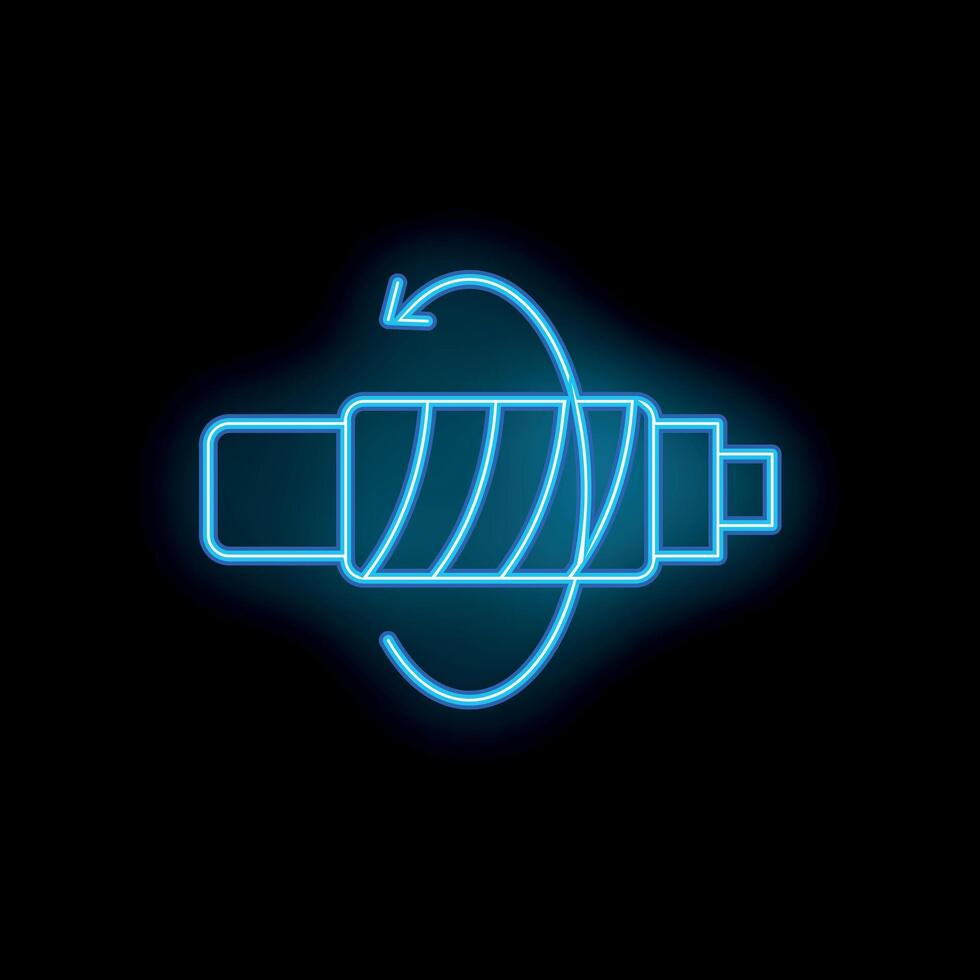 Neon icon of a rotating electrical fuse showing its functionality vector