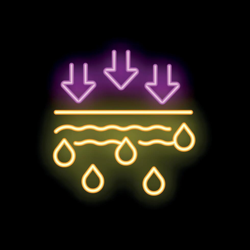 Neon icon of skin receiving hydration treatment vector