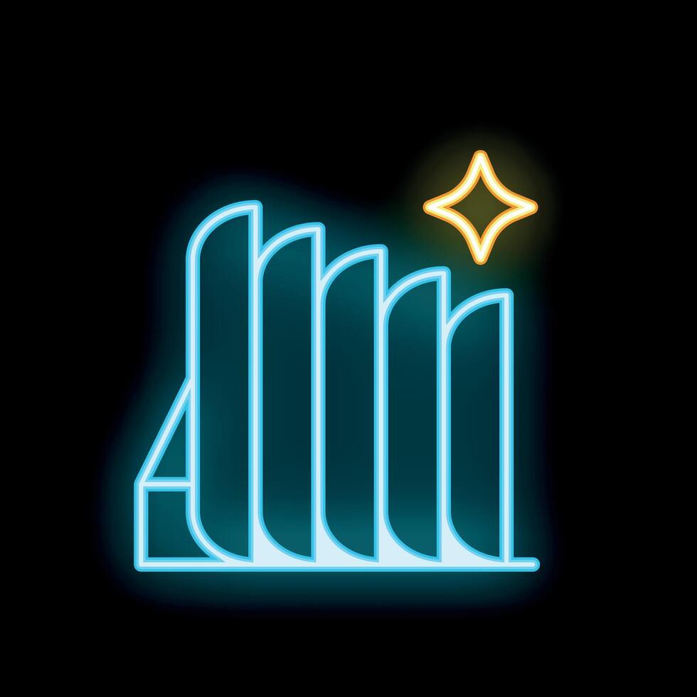 Bright neon icon of a wifi signal increasing in strength vector