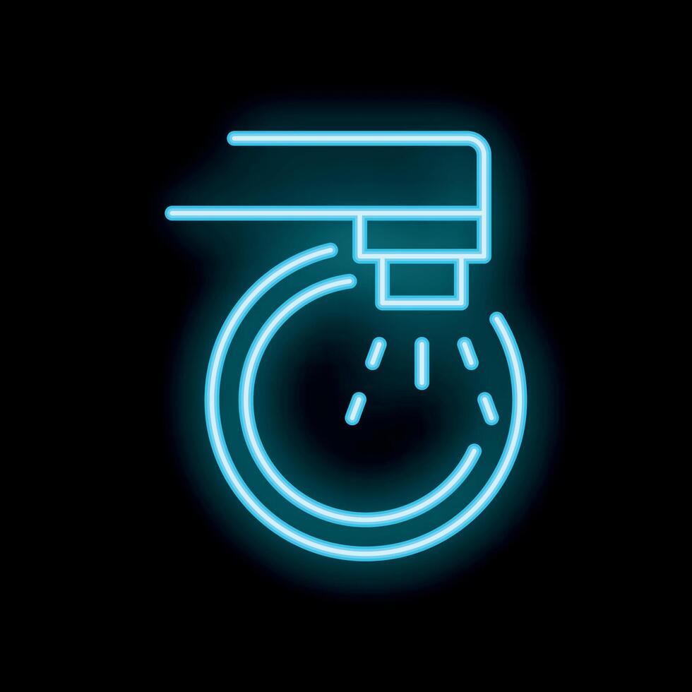 Neon sign of automatic fire sprinkler system working vector