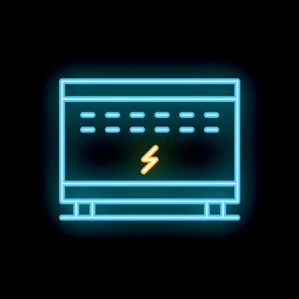 Neon sign of power generator showing energy supply vector