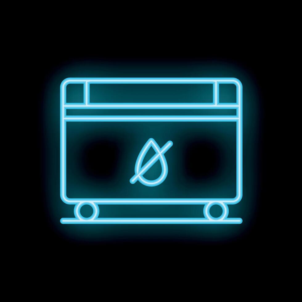 Neon waterproof container icon glowing against black background vector