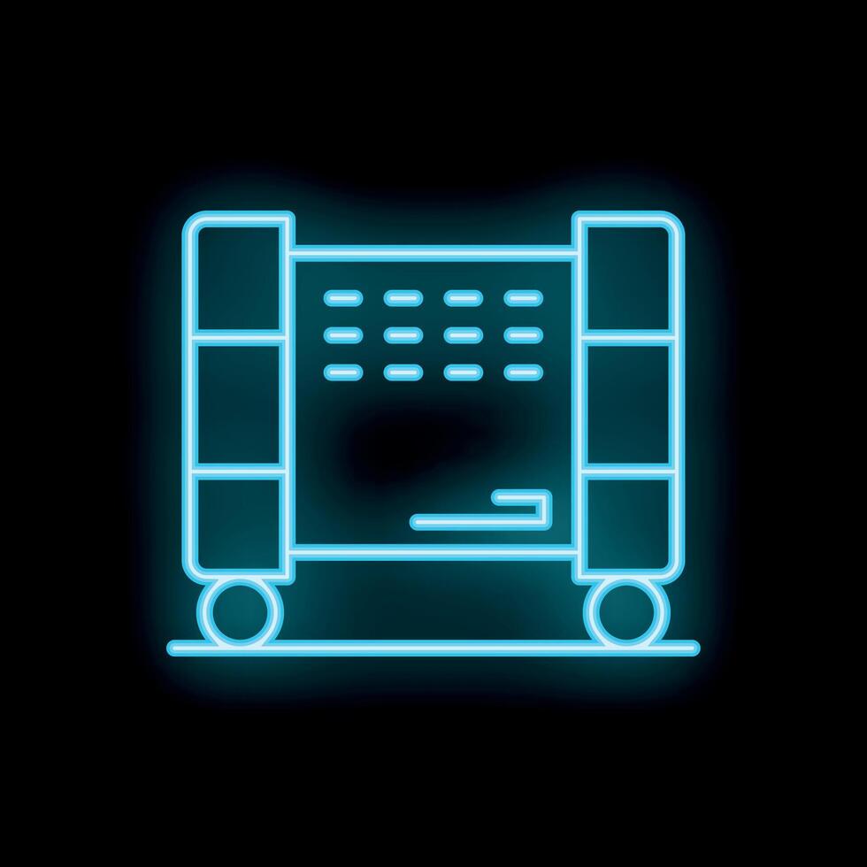 Neon sign of a mobile air conditioner on wheels cooling the air vector