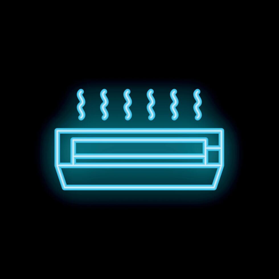 Air conditioner blowing cold air neon icon on black background vector