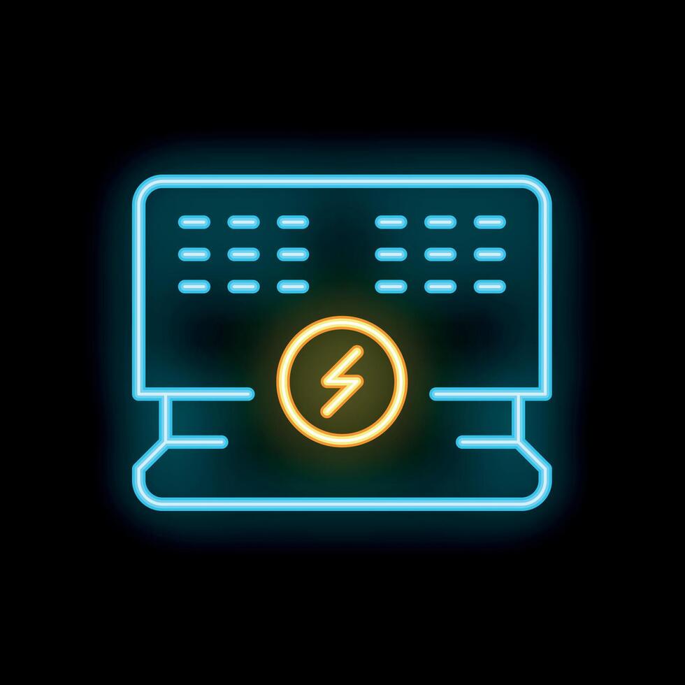 Neon sign showing mining rig for cryptocurrency mining farm vector