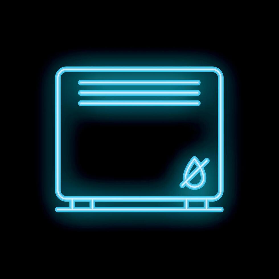 Neon waterproof battery icon glowing against black background vector