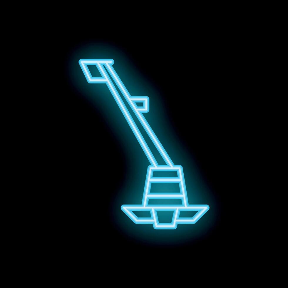Neon style icon of a construction crane lifting building materials vector