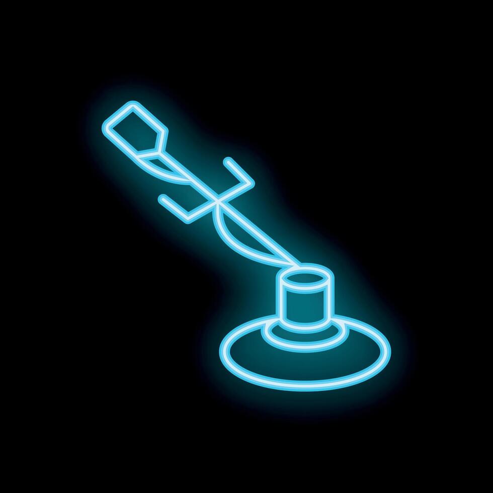 Blue neon sign of a desk lamp on black background vector