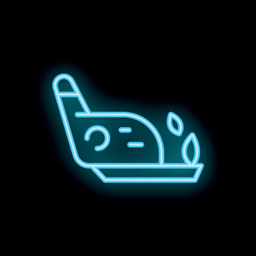 Neon icon of a hand pouring tea leaves into a teapot for a delicious cup of tea vector