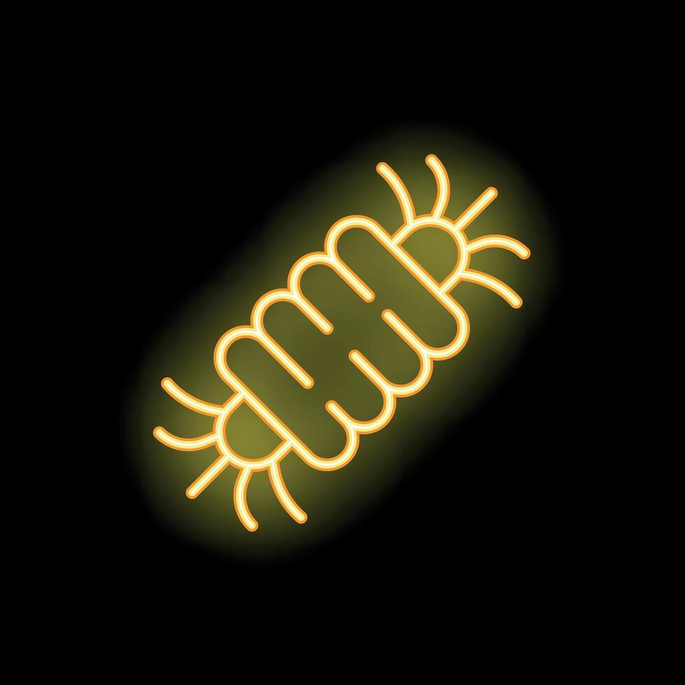 Yellow neon style escherichia coli bacteria icon glowing on black background vector