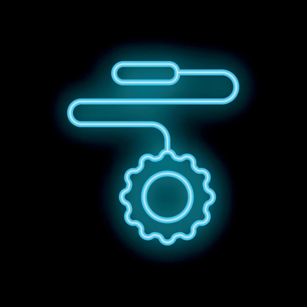 Neon icon of automation process with gear and line vector