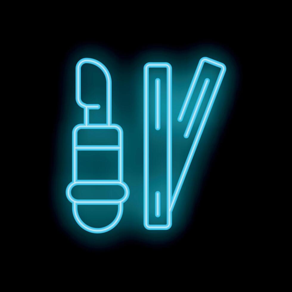 Neon sign showing ski equipment with boots and skis vector